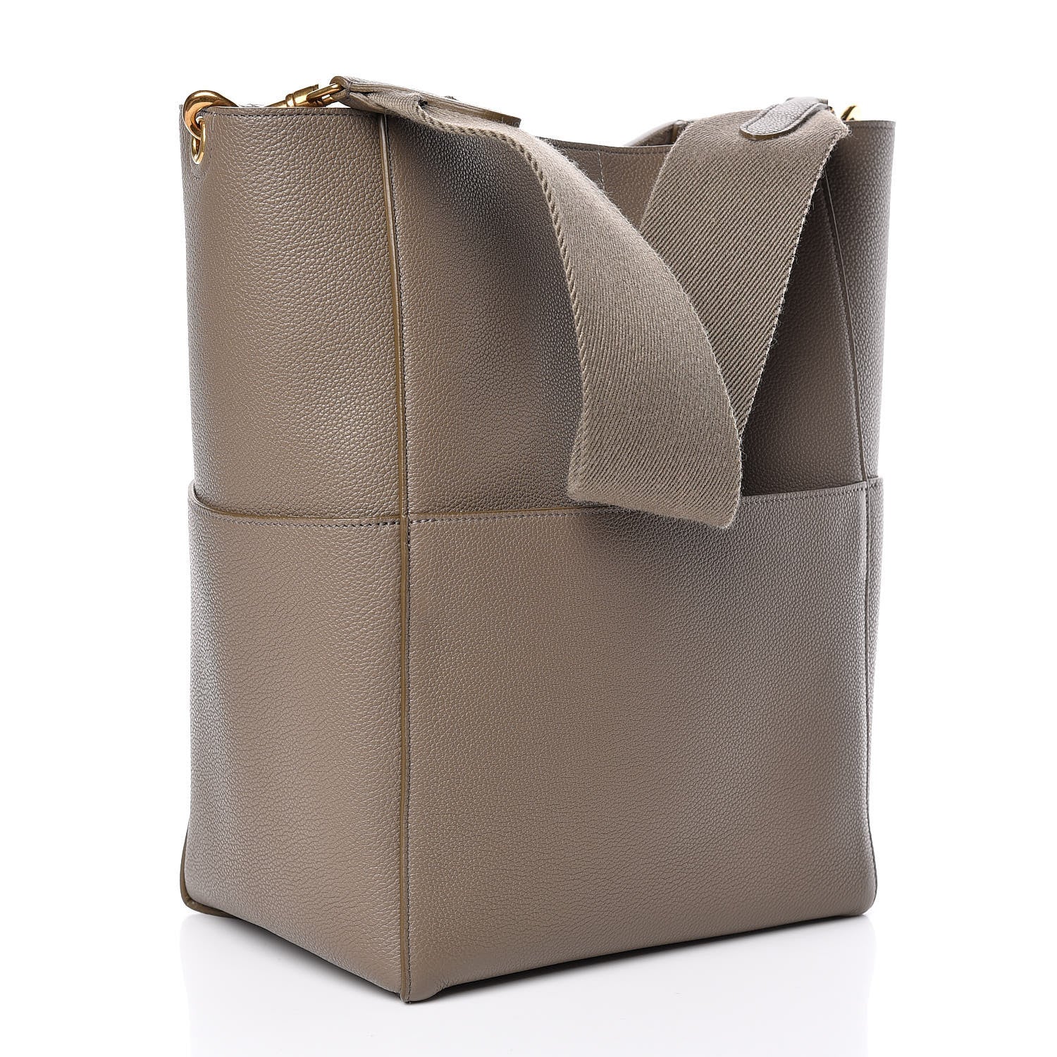 Celine Soft Grained Calfskin Sangle Bucket Bag Taupe 3 of 10