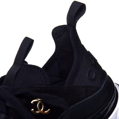 Chanel Velvet Calfskin Mixed Fibers CC Sneakers 37.5 Black 10 of 11