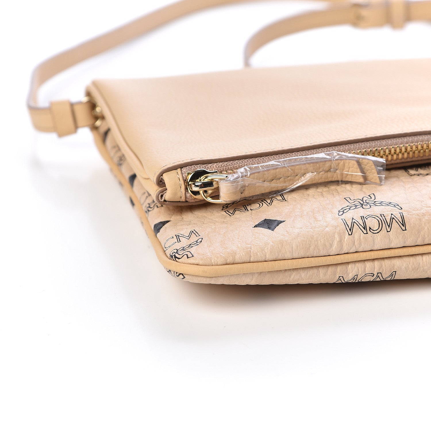 MCM Visetos Corina Foldover Crossbody Bag Latte Beige 8 of 10