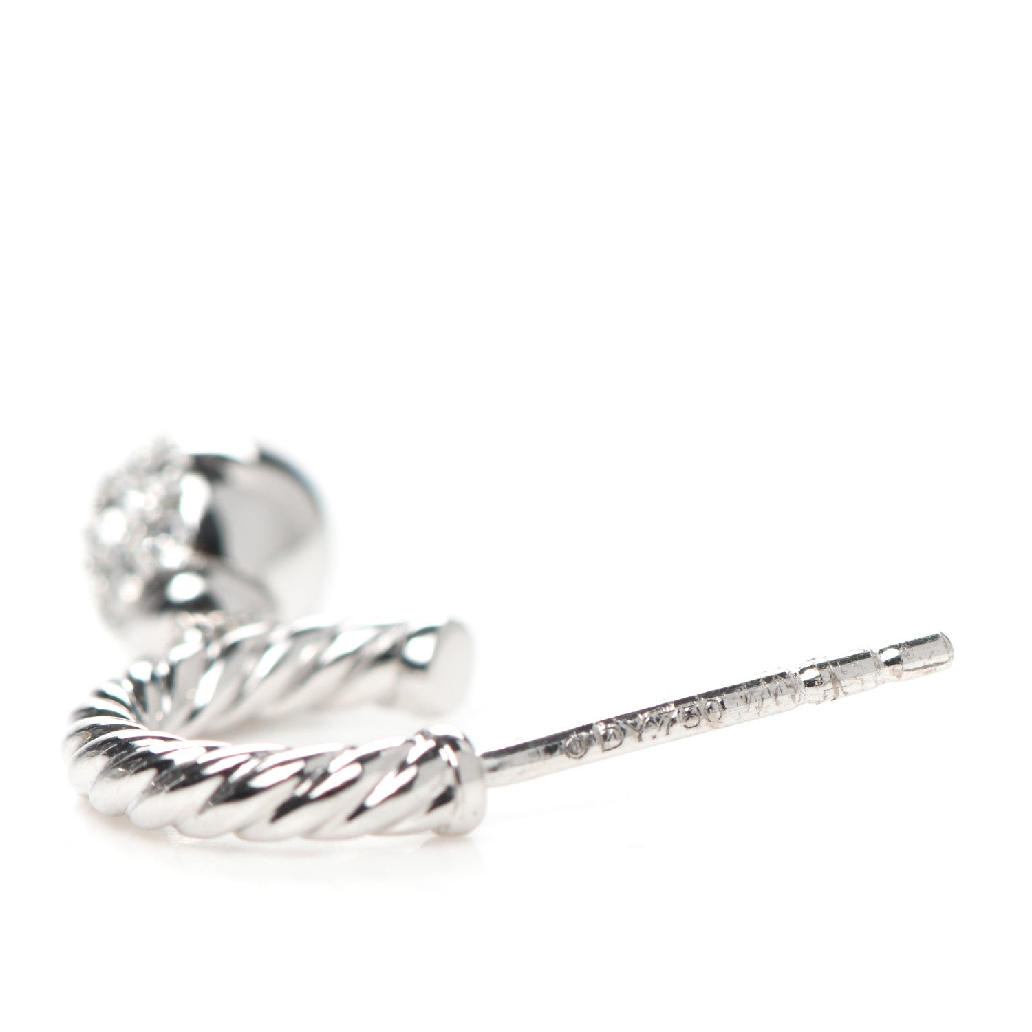 David Yurman 18K White Gold Diamond Petite Pave Solari Hoop Earrings 4 of 4