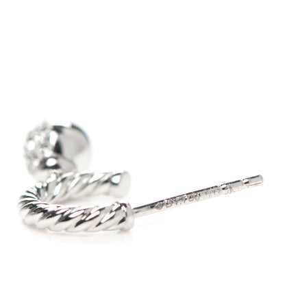 David Yurman 18K White Gold Diamond Petite Pave Solari Hoop Earrings 4 of 4