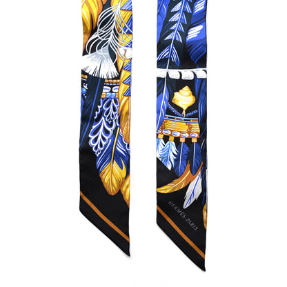 Hermes Silk La Danse Pacifique Twilly Bleu Nuit Jaune Vif 2 of 4