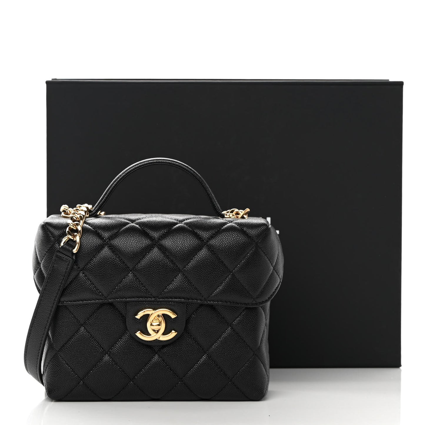 Caviar Quilted Handy Box Vanity Case Black