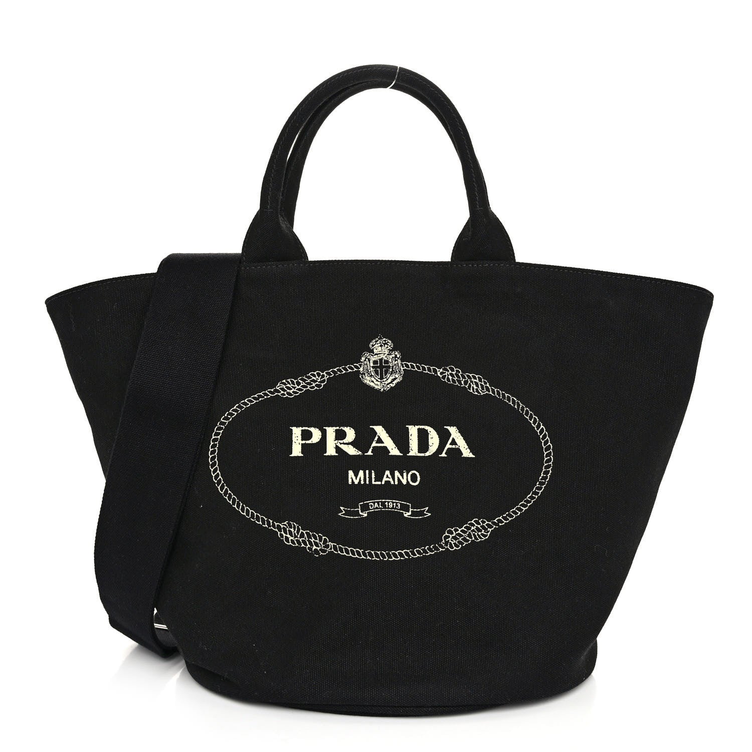 Prada Canapa Small Shopping Tote Black 1 of 11