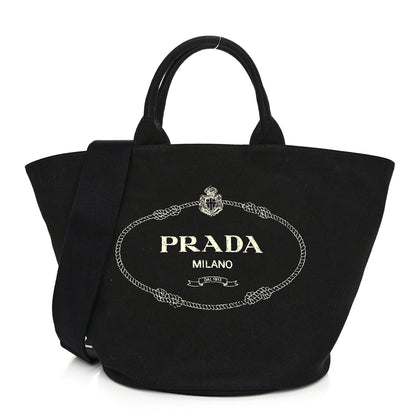 Prada Canapa Small Shopping Tote Black 1 of 11