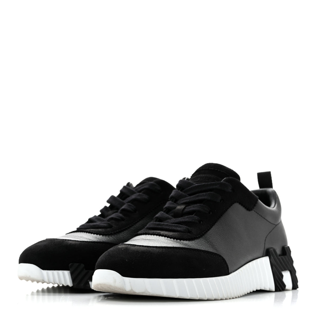 Hermes Goatskin Suede Goatskin Bouncing Sneakers 37 Black 4 of 10