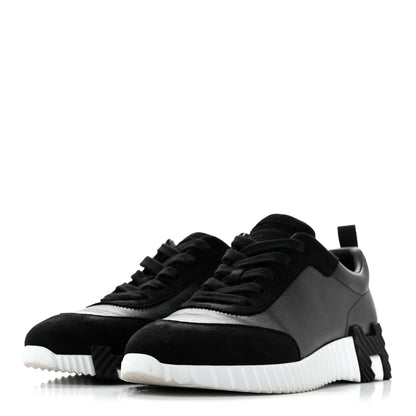 Hermes Goatskin Suede Goatskin Bouncing Sneakers 37 Black 4 of 10