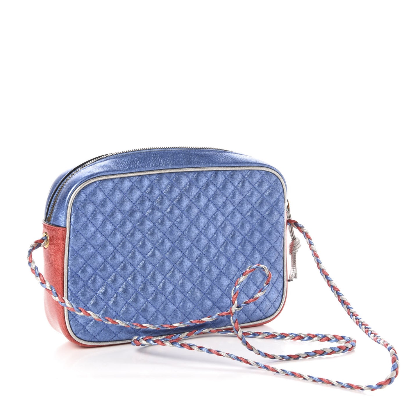 Laminated Nappa Trapuntata Small Zumi Shoulder Bag Rosso Marine Argento