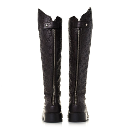 Gucci Guccissima Calfskin Miro Soft Knee High Riding Boots 35.5 Chocolate 5 of 10
