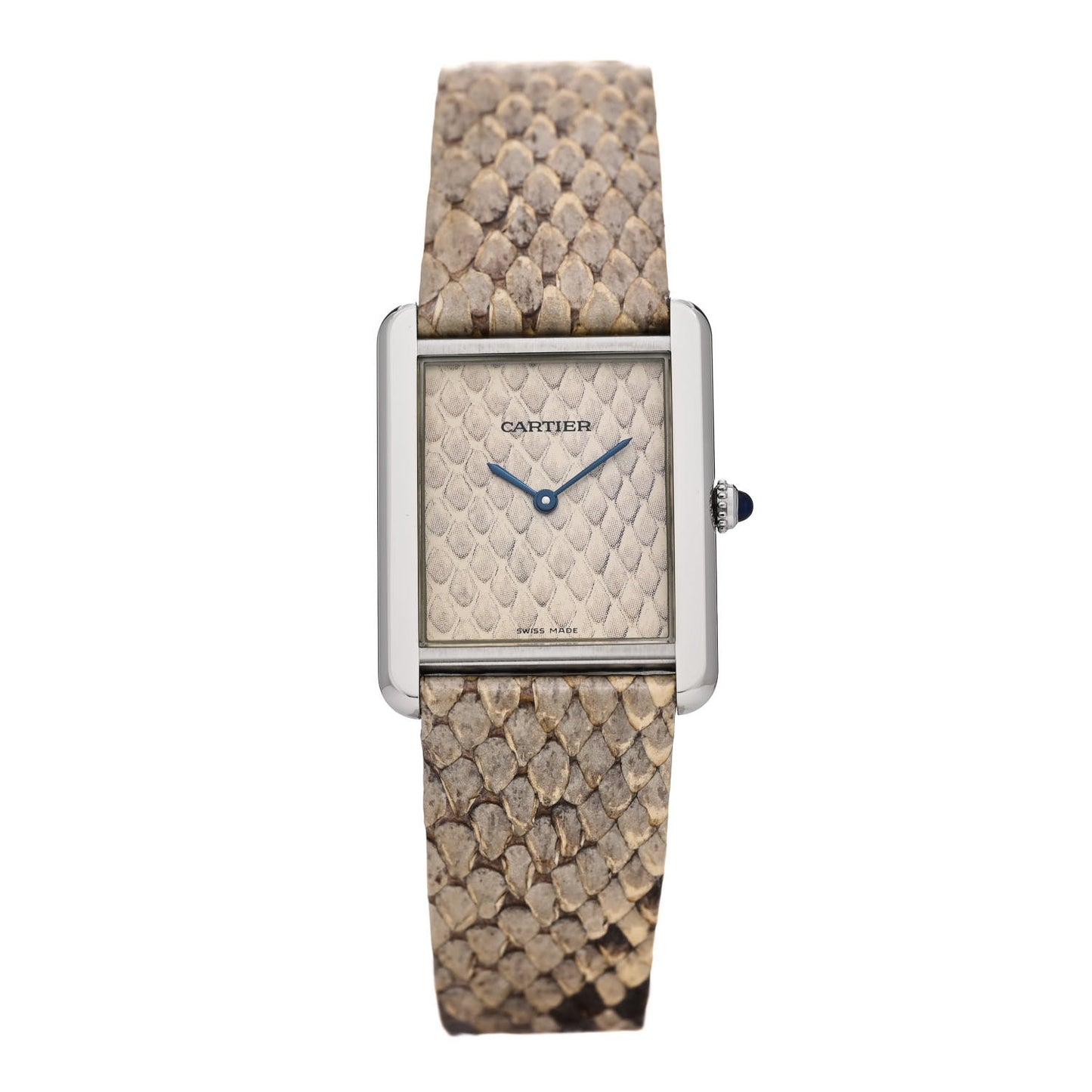 Stainless Steel Python 27mm Tank Solo Quartz Watch Taupe