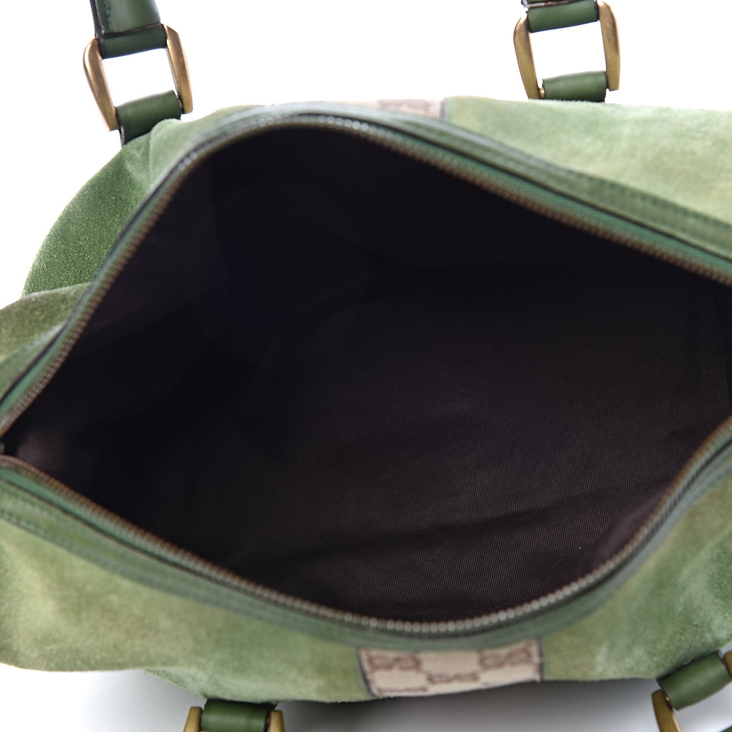 Suede Monogram Small Boston Green