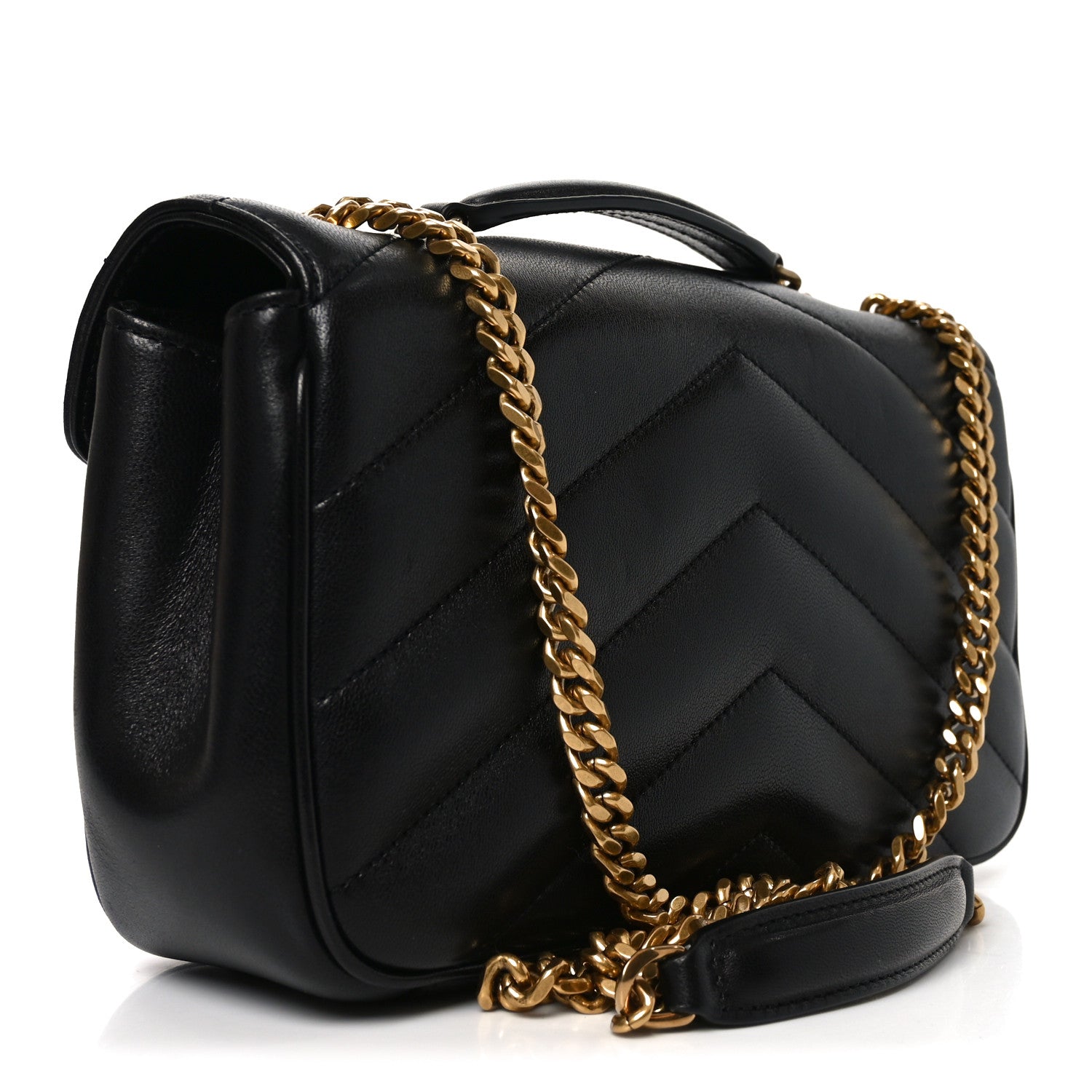 Saint Laurent Lambskin Chevron Quilted Small Loulou Bag Black 4 of 11