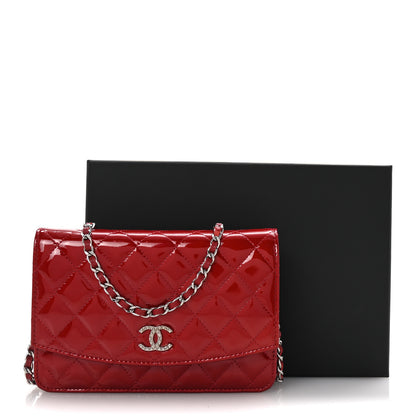 Chanel Patent Quilted Brilliant Wallet On Chain WOC Red 12 of 12