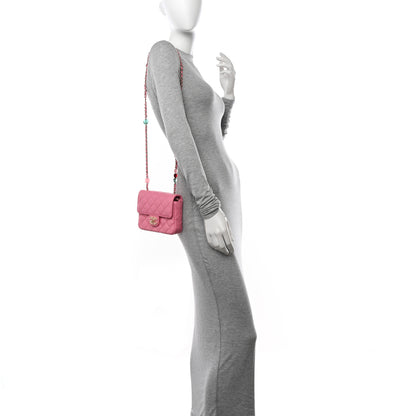 Chanel Lambskin Resin Quilted Mini Heart Square Flap Pink 2 of 11