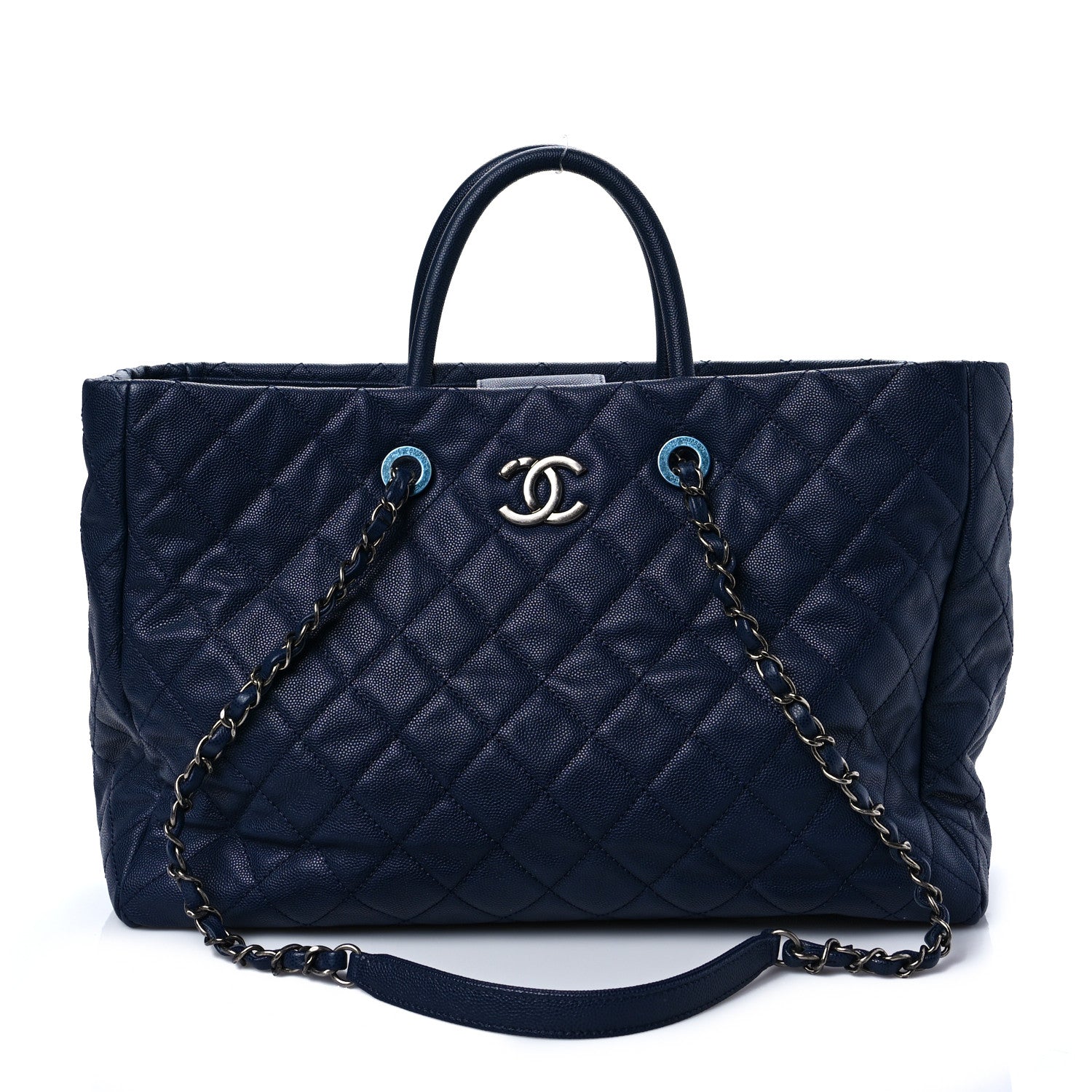 Chanel Caviar Quilted Large Coco Handle Shopping Tote Navy 3 of 10