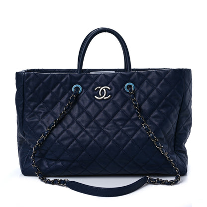 Chanel Caviar Quilted Large Coco Handle Shopping Tote Navy 3 of 10