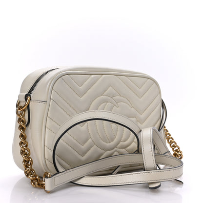 Gucci Calfskin Matelasse Small GG Marmont Chain Shoulder Bag White 3 of 10