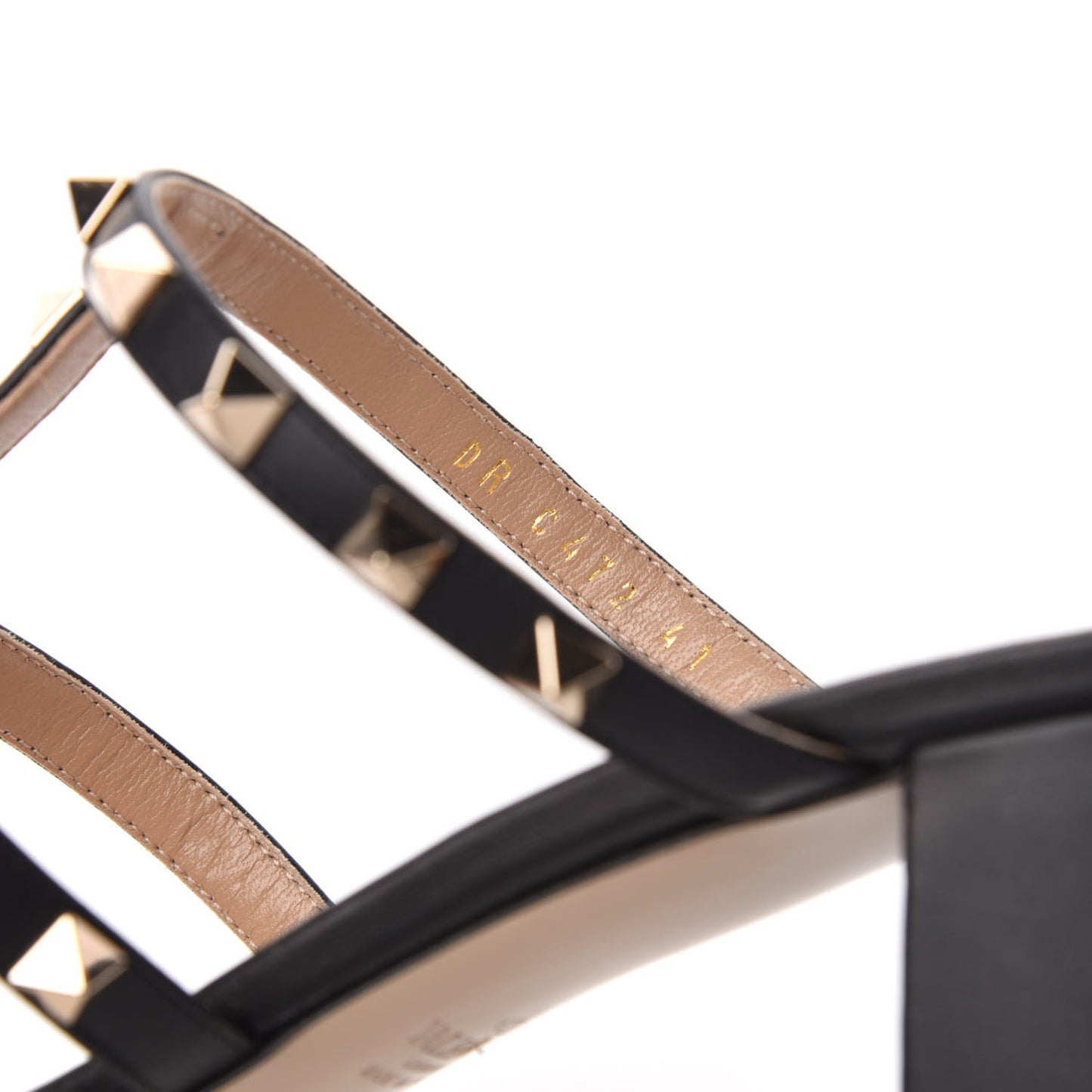 Calfskin Rockstud 60mm Caged Slide Sandals 41 Black
