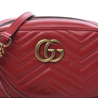 Gucci Calfskin Matelasse Small GG Marmont Chain Shoulder Bag Hibiscus Red 9 of 9