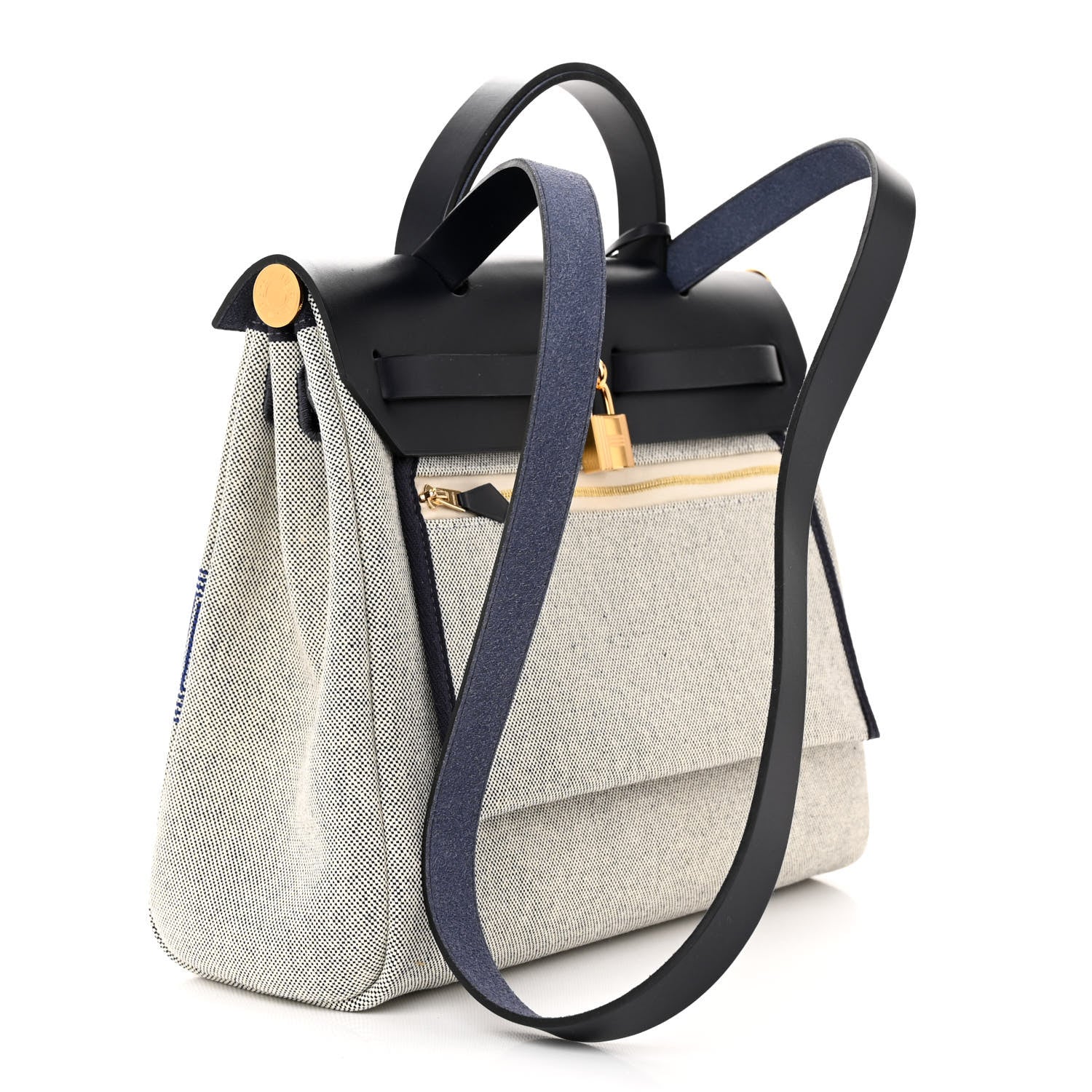 Hermes H Plume Canvas Vache Hunter Circuit 24 Herbag Zip Retourne 31 Bleu Royal Bleu Indigo Ecru 4 of 12