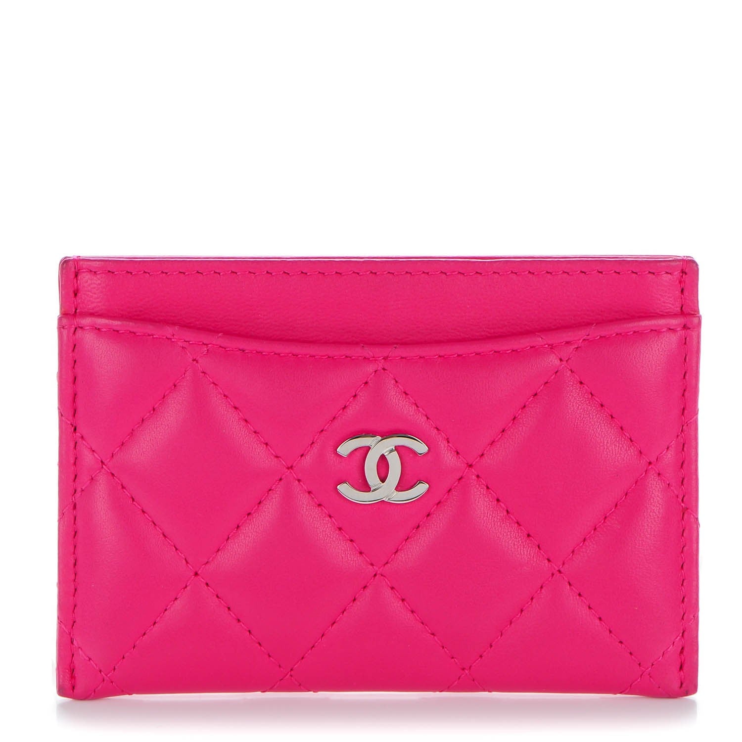 Chanel Lambskin Quilted Card Holder Fuchsia 1 of 8