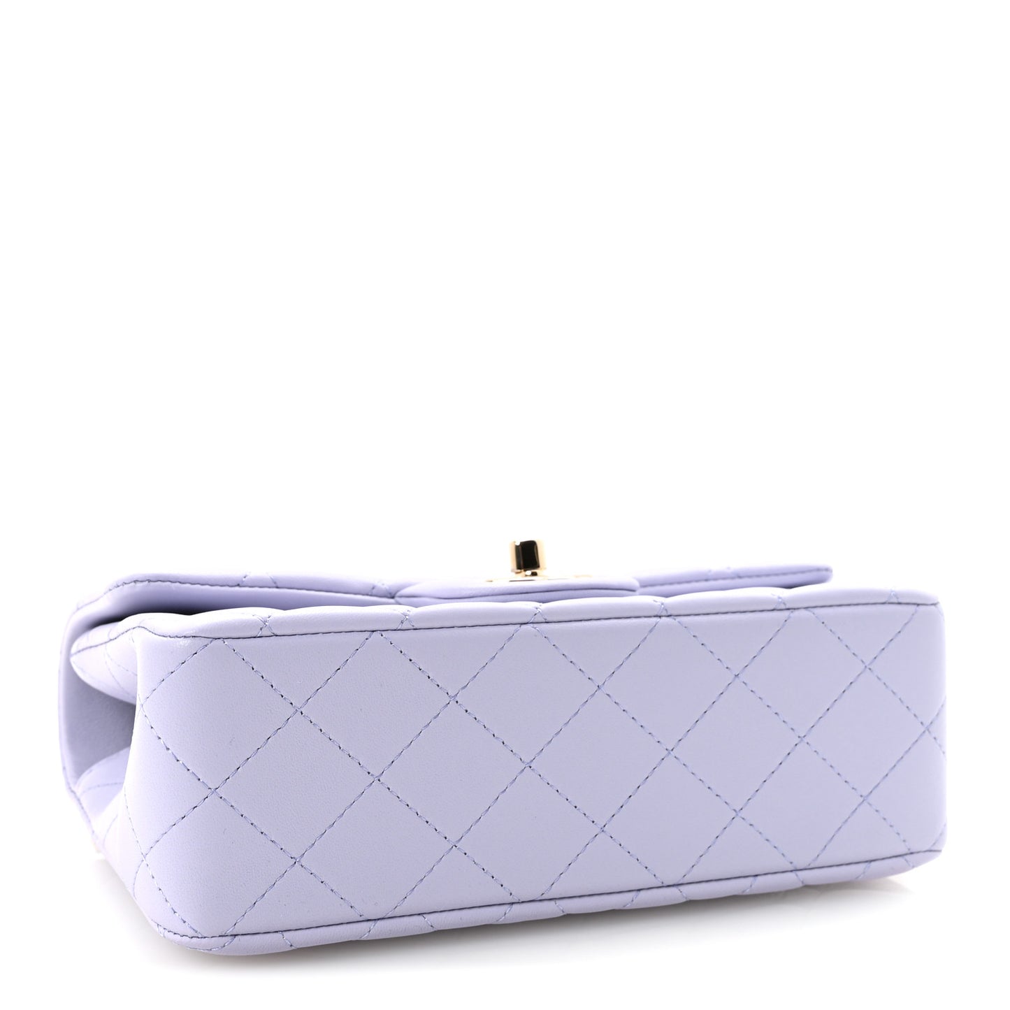 Lambskin Quilted Mini Top Handle Rectangular Flap Light Purple