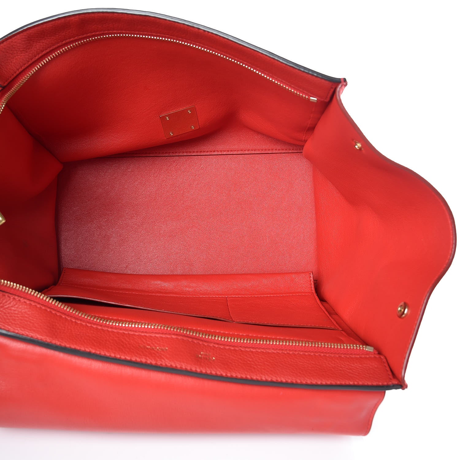 Celine Drummed Calfskin Suede Medium Trapeze Coquelicot 5 of 14