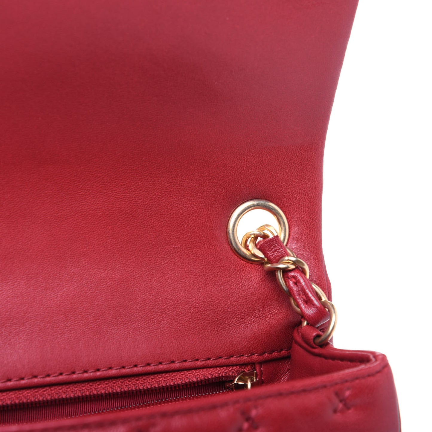 Lambskin Cross Stitch Mini Coco Handle Flap Red