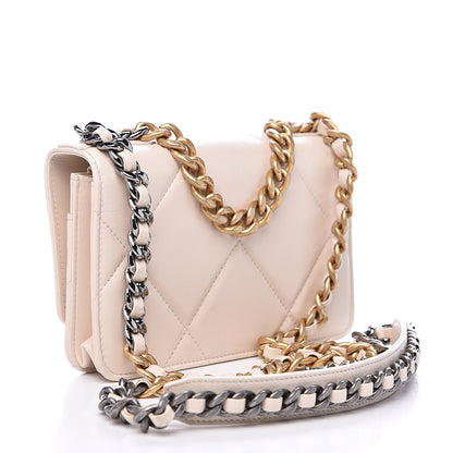 Chanel Goatskin Quilted 19 Wallet On Chain WOC Light Beige 3 of 12