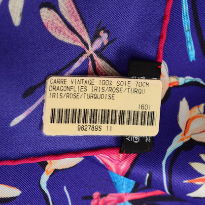 Hermes Silk Dragonflies Scarf 70 Iris Rose Turquoise 5 of 6