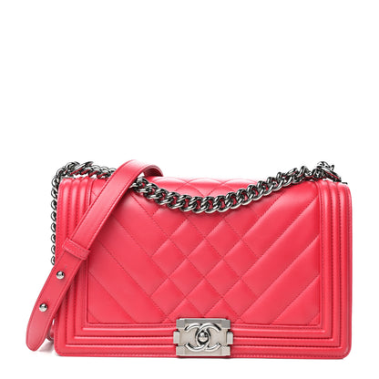 Chanel Lambskin Chevron Quilted New Medium Boy Flap Dark Pink 1 of 10