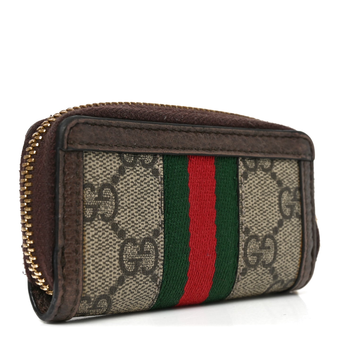 GG Supreme Monogram Web Ophidia Zip Around Key Case Beige New Acero