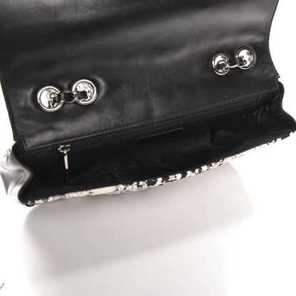 Chanel Silk Lambskin Coco Mademoiselle Scarf Flap Bag White Black 6 of 13