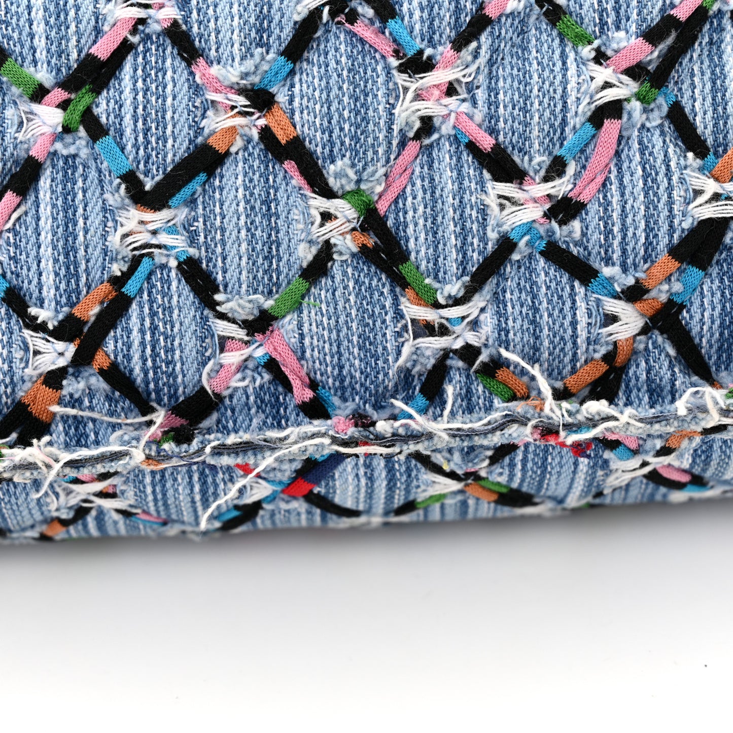 Woven Denim Medium Flap Multicolor