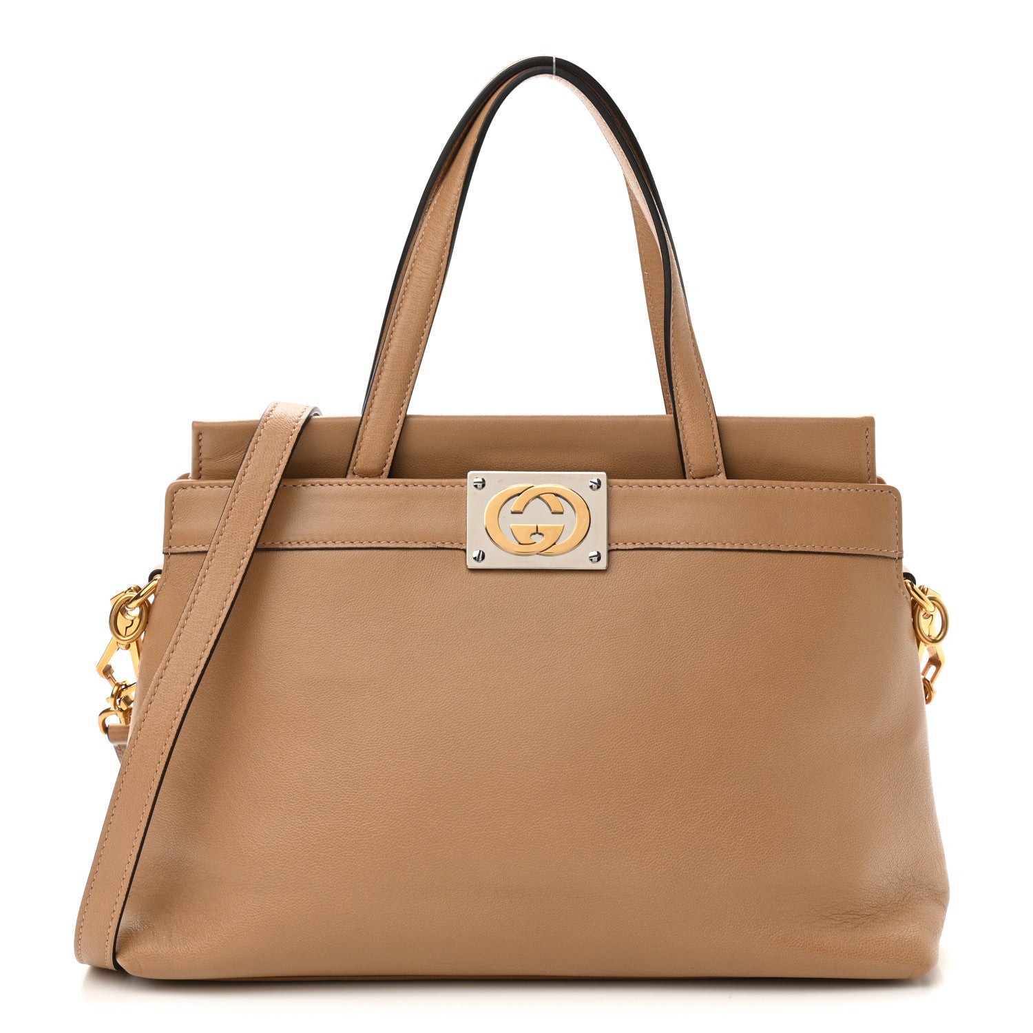 Gucci Lambskin Small Linea Matisse Top Handle Bag Natural Tan 1 of 11