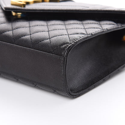 Saint Laurent Grain De Poudre Textured Mixed Matelasse Triquilt Medium Monogram Satchel Black 9 of 9