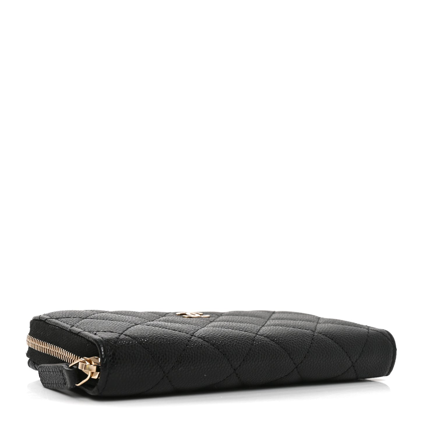 Caviar Quilted Medium Zip Around Wallet Black