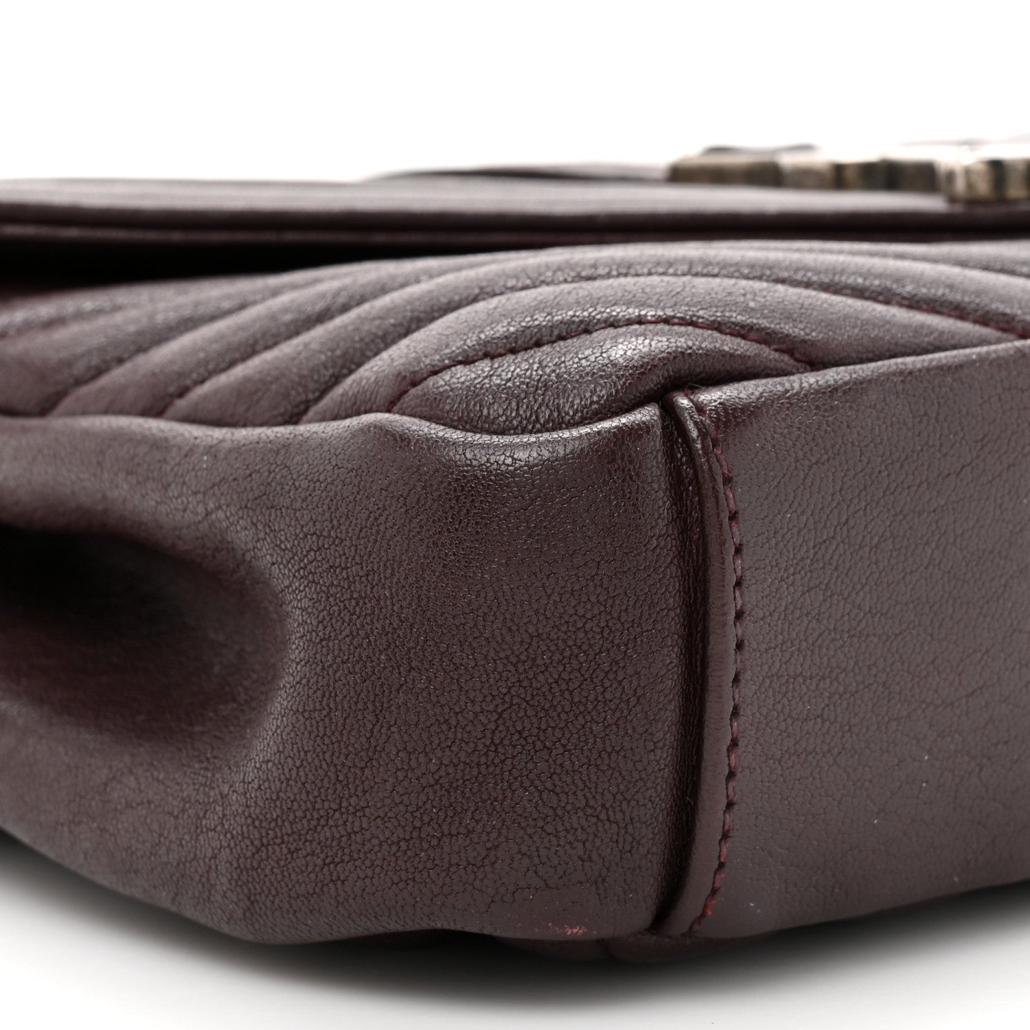 Saint Laurent Sheepskin Matelasse Chevron Monogram Medium College Bag Amaranto 11 of 14