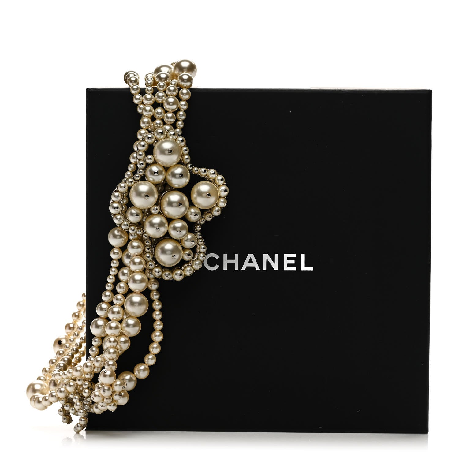 Chanel Pearl Multi Strand Choker Necklace Silver 7 of 7
