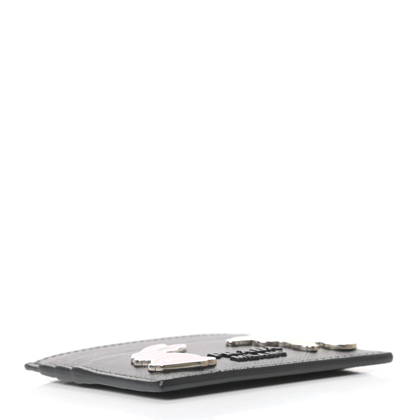 Saffiano Shine Smalto Monochrome Card Holder Black