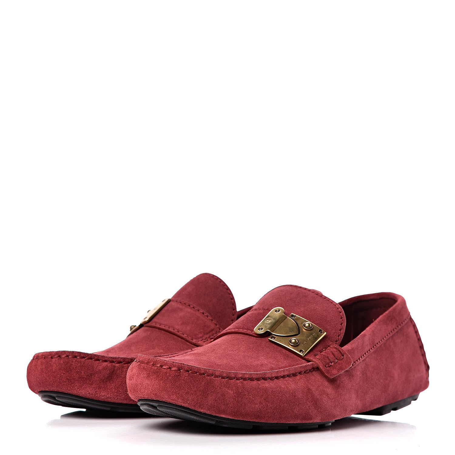 Louis Vuitton Suede Mens Lombok Mocassin Loafers 7.5 Red 3 of 9