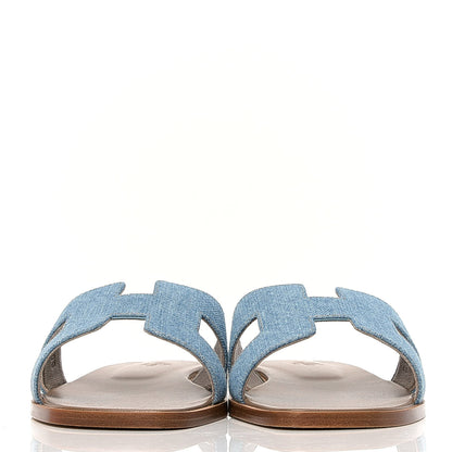 Hermes Denim Canvas Oran Sandals 39 Bleu Clair 2 of 9