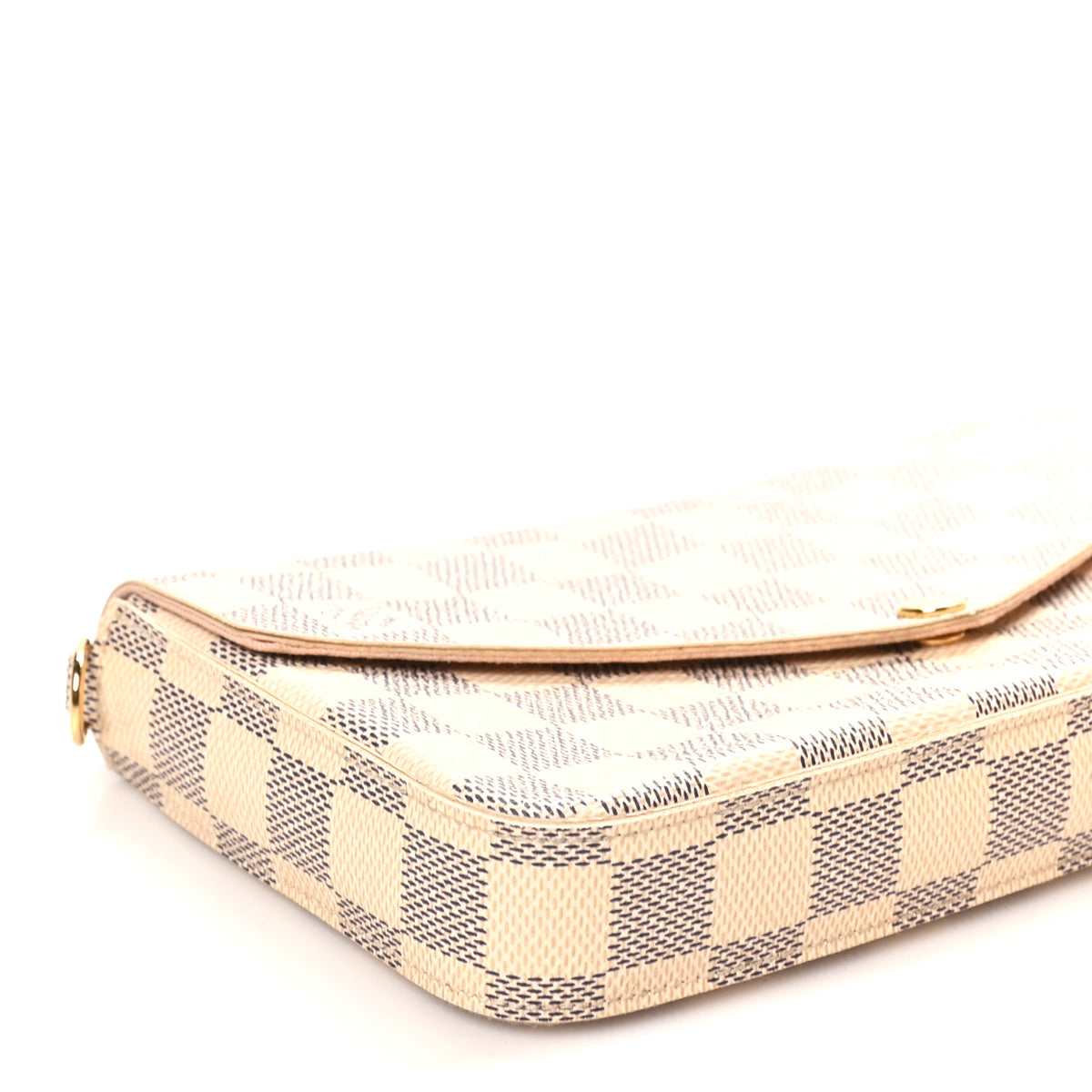 Damier Azur Pochette Felicie Chain Wallet Rose Ballerine