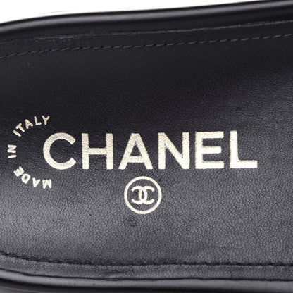 Chanel Tweed Lambskin Chain Flat Sandals 39 Black Multicolor 8 of 11