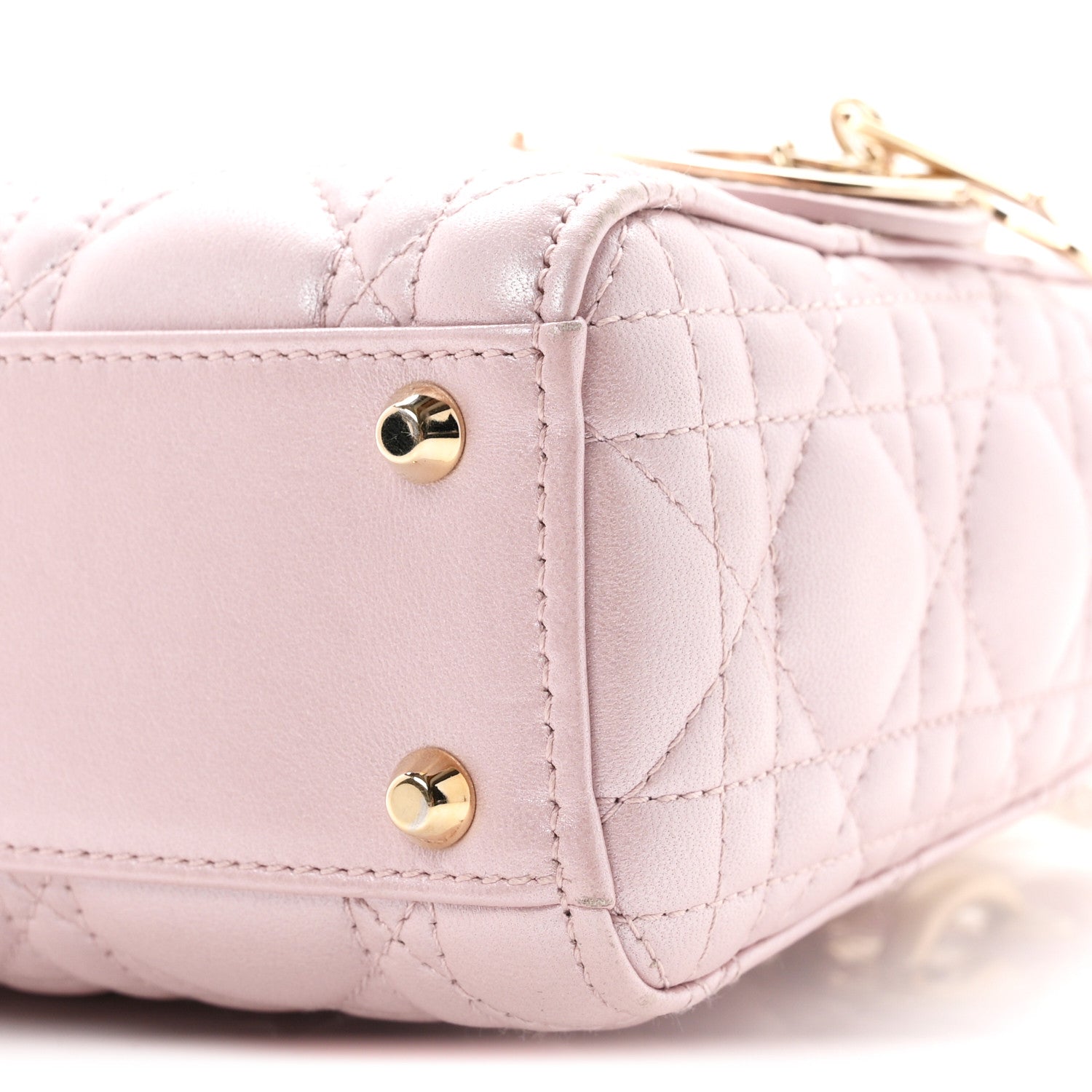 Christian Dior Metallic Lambskin Cannage Mini Lady Dior Lotus 10 of 12