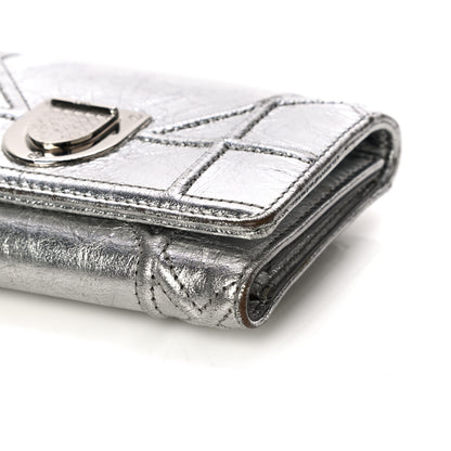 Christian Dior Metallic Calfskin Cannage Diorama Elancee Wallet Silver 9 of 12