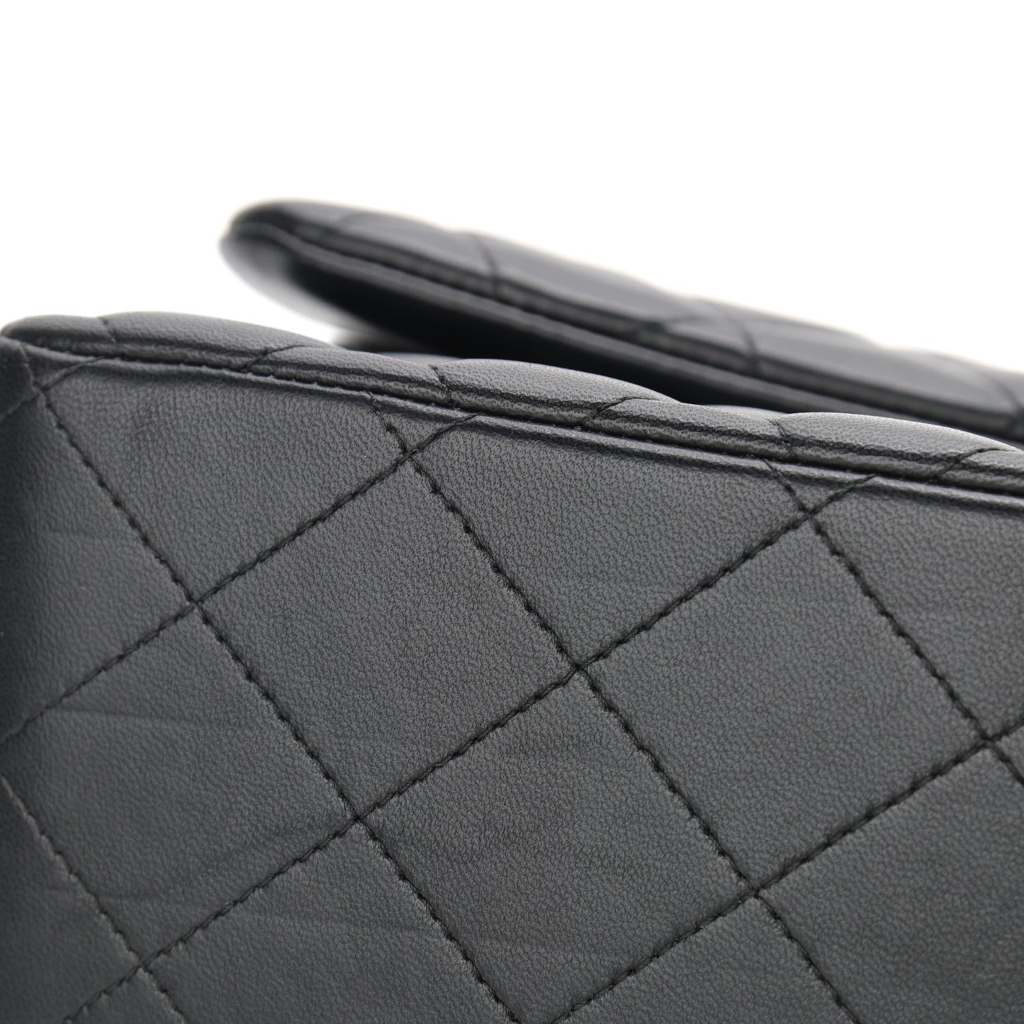 Lambskin Quilted Jumbo Double Flap Black
