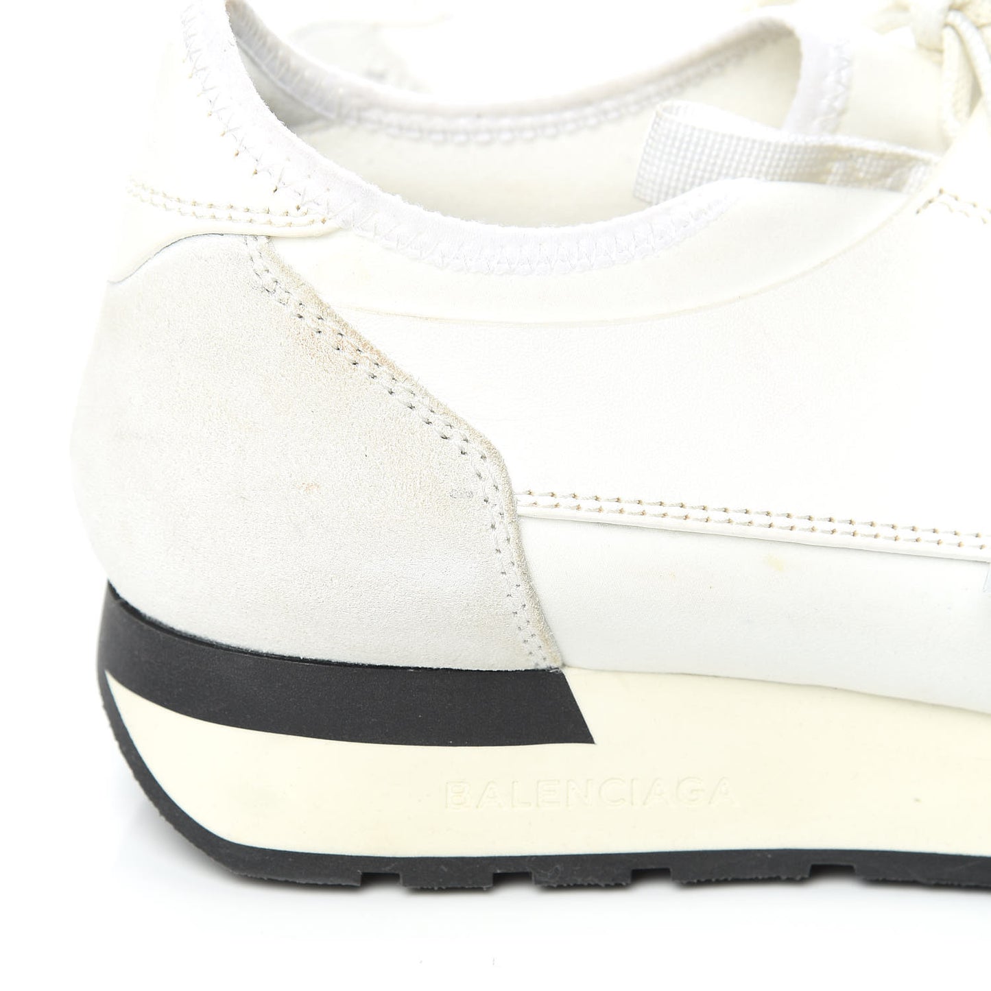 Calfskin Neoprene Mesh Suede Race Runner Sneakers 40 White Black