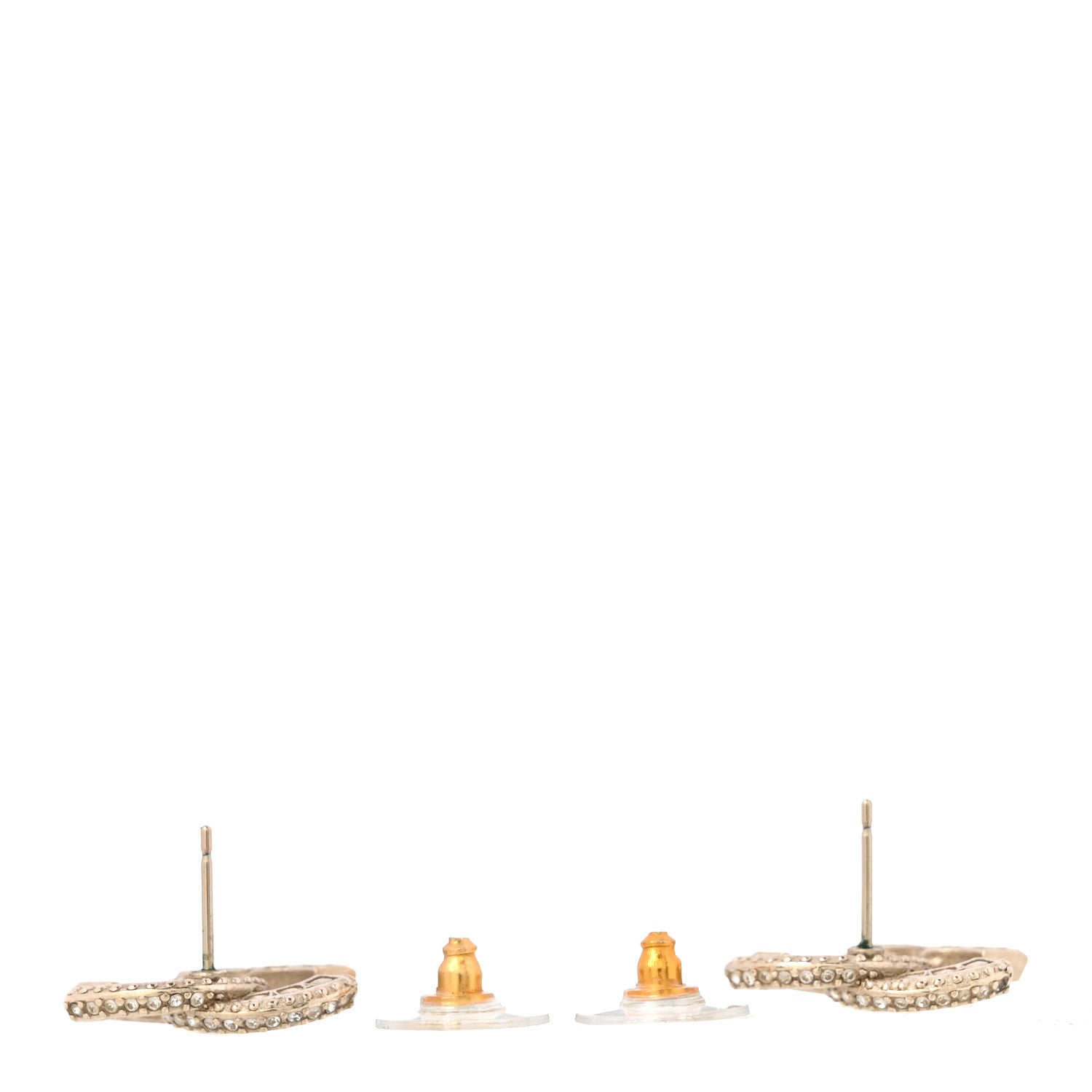 Chanel Crystal Timeless CC Earrings Light Gold 3 of 5