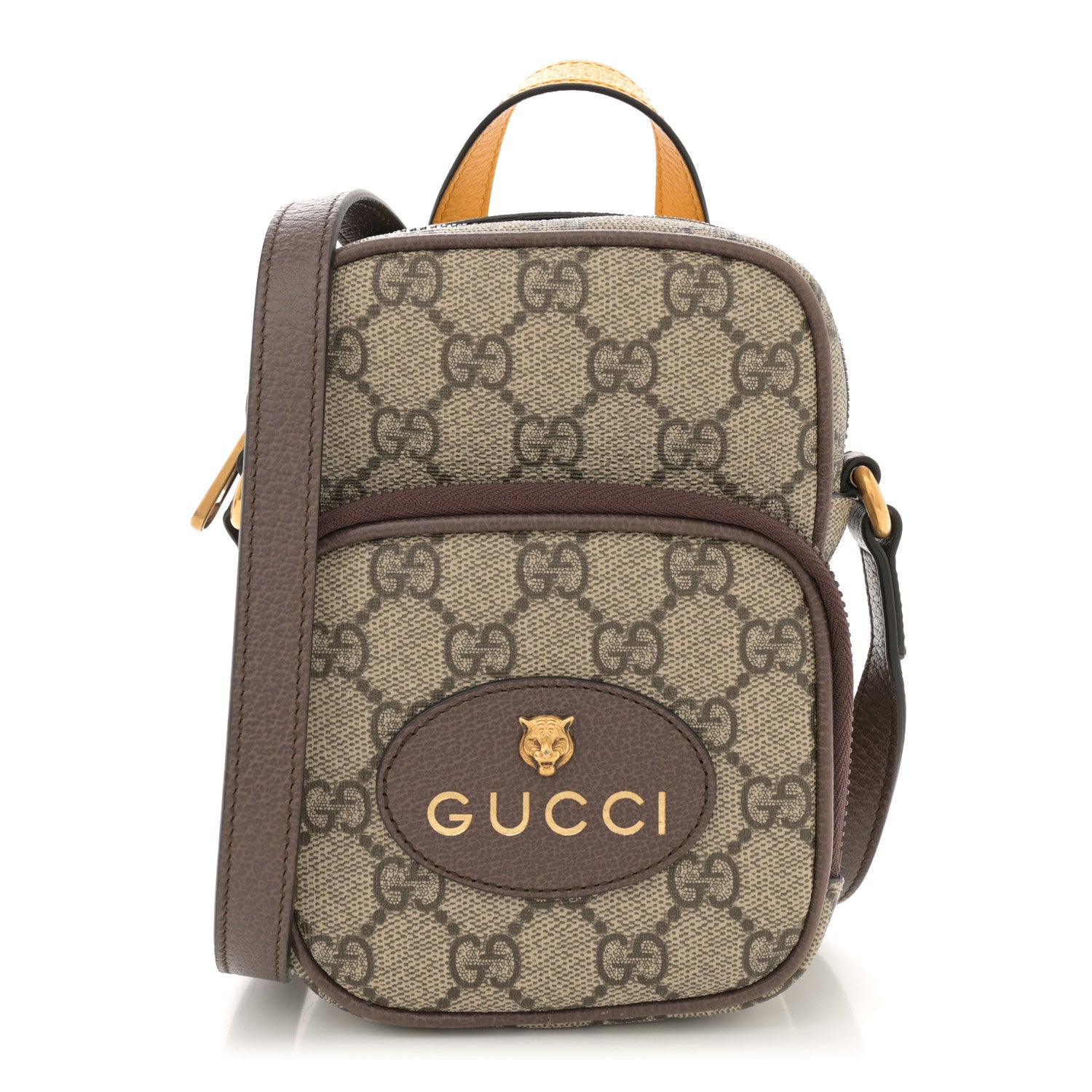 Gucci GG Supreme Monogram Mini Neo Vintage Double Zip Messenger Bag Beige New Acero Crop 1 of 10